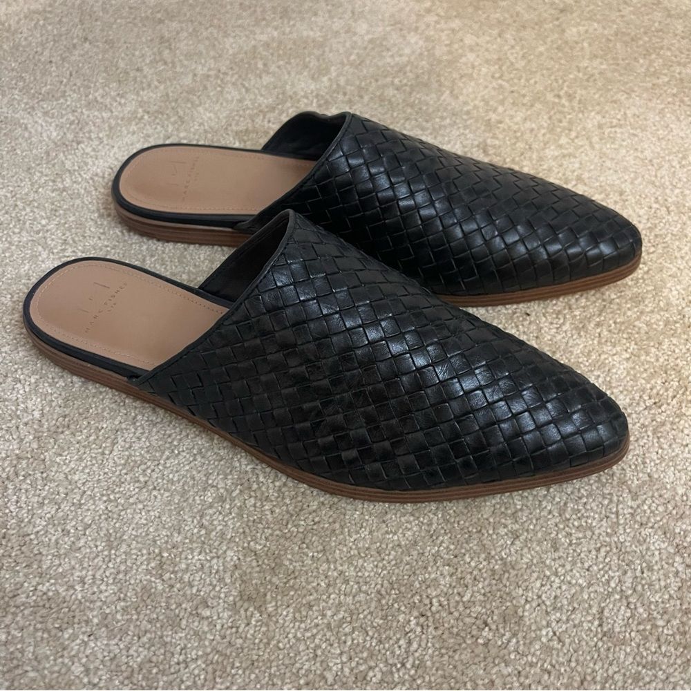 Marc Fisher Size 9.5 Slide Mules Weaved Black - image 2